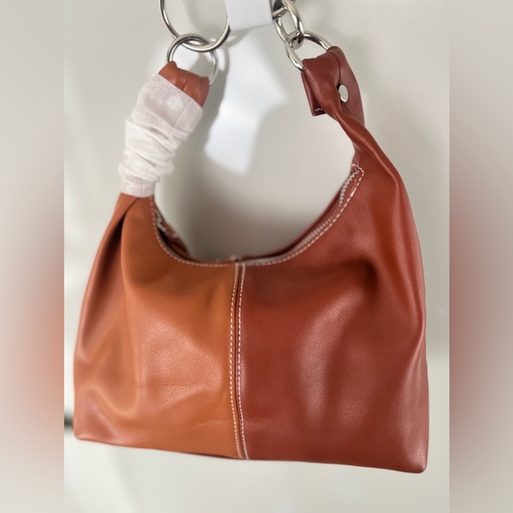 NWT URBAN OUTFITTERS Two Tone Brown Vegan Leather Handbag Purse Silver Accent - Picture 3 of 16